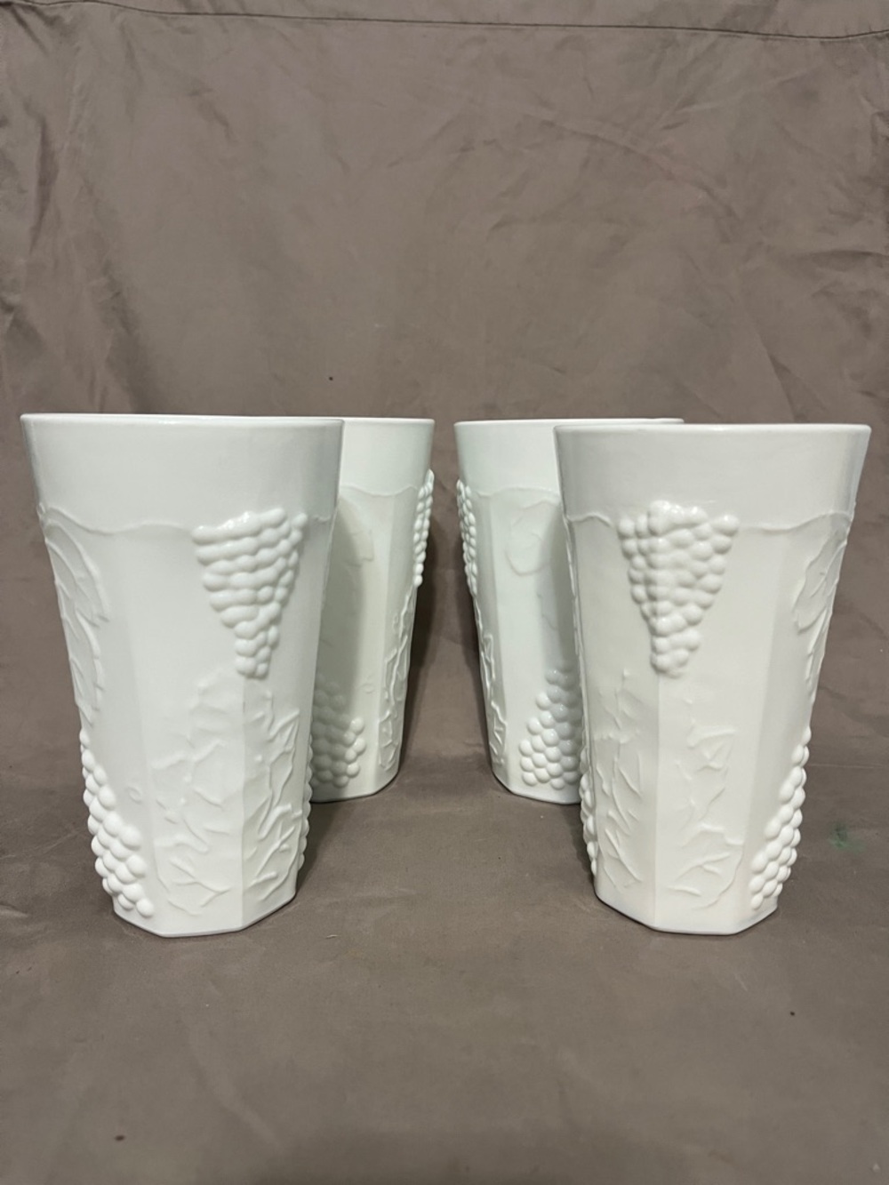 Vintage Indiana Glass Colony Harvest Grape tumblers made of white milk glass
